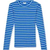 Mads Nørgaard 2x2 Cotton Stripe Tuba LS T-shirt Surf The Web/Vanilla Ice