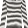 Mads Nørgaard 2x2 Cotton Stripe Tuba Bluse Gray Pinstripe/White Alyssum
