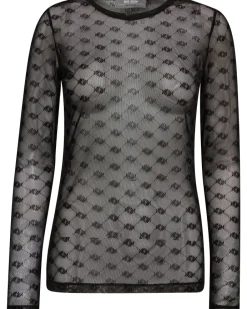 Mos Mosh Loretta Velvet Mesh Bluse Black