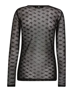 Mos Mosh Loretta Velvet Mesh Bluse Black
