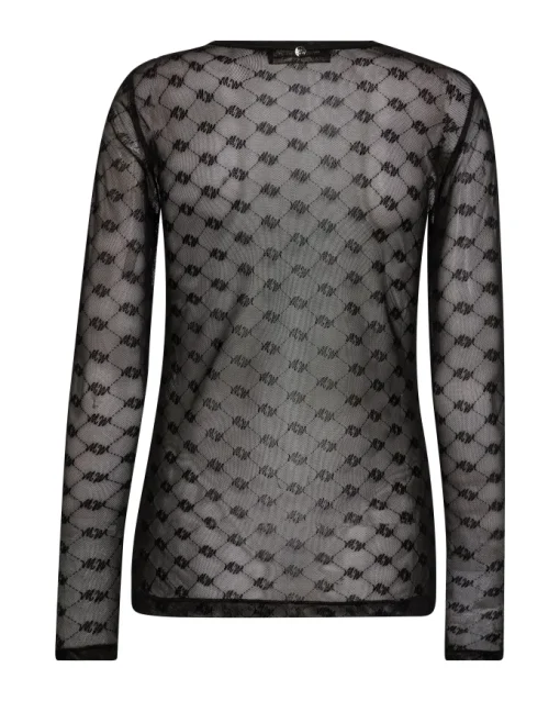 Mos Mosh Loretta Velvet Mesh Bluse Black