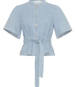 MSCH Copenhagen Ingrid Lis 2/4 Belt Skjorte Light Blue Wash