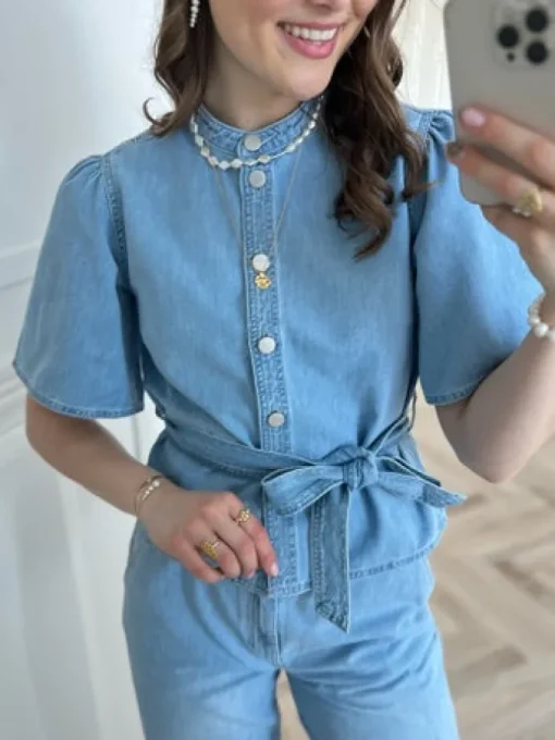 MSCH Copenhagen Ingrid Lis 2/4 Belt Skjorte Light Blue Wash