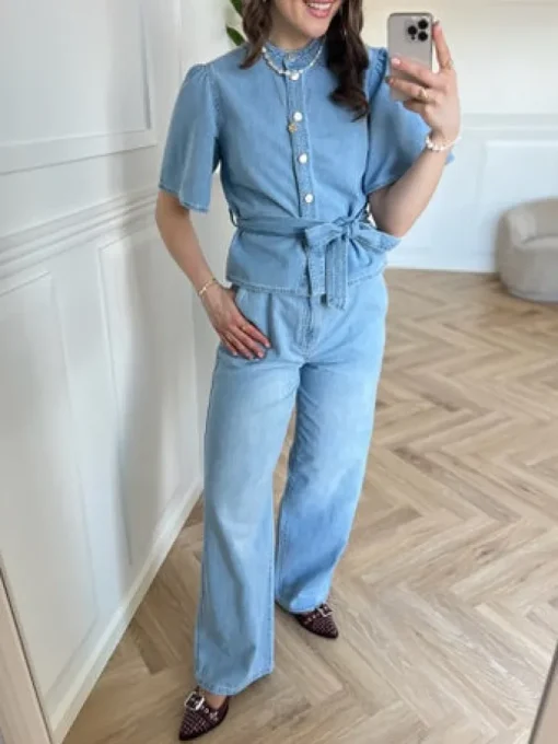 MSCH Copenhagen Ingrid Lis 2/4 Belt Skjorte Light Blue Wash