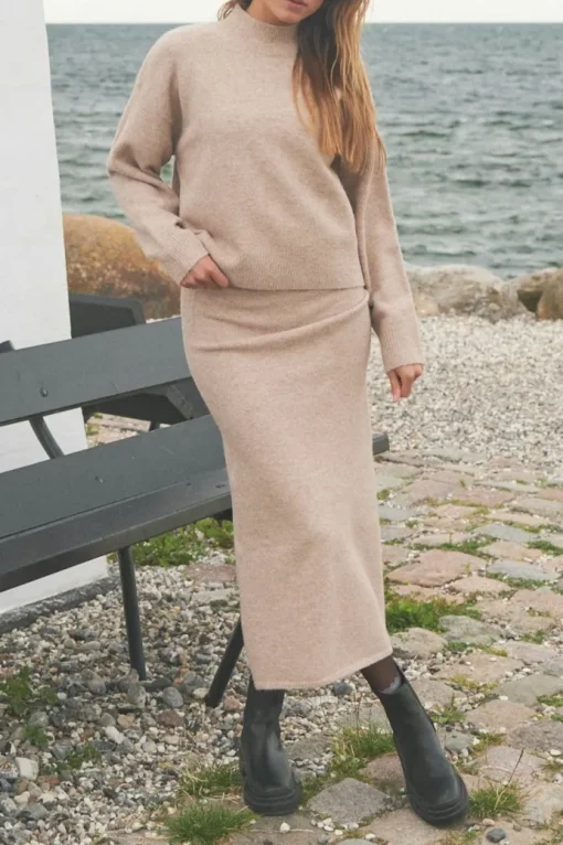 Neo Noir Ashanti Strik Nederdel Sand Melange