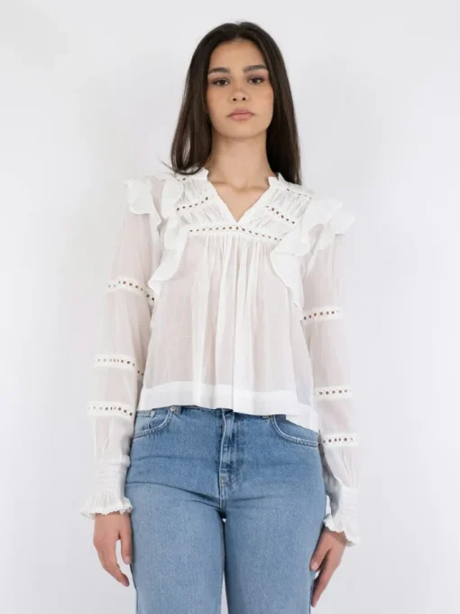 Neo Noir Aurika S Voile Bluse White