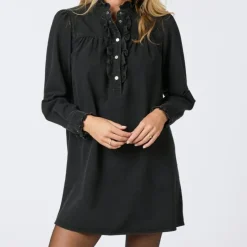 Neo Noir Ava Denim Kjole Black