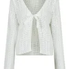 Neo Noir Bates Crochet Knit Cardigan White