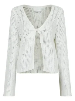 Neo Noir Bates Crochet Knit Cardigan White