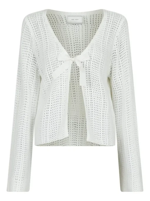 Neo Noir Bates Crochet Knit Cardigan White
