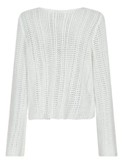 Neo Noir Bates Crochet Knit Cardigan White