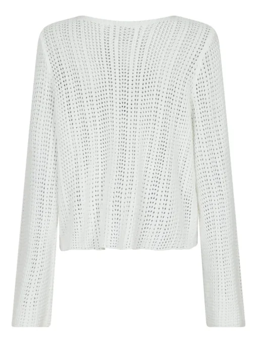 Neo Noir Bates Crochet Knit Cardigan White