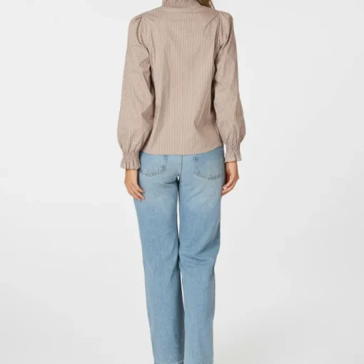 Neo Noir Brielle Stripe Skjorte Brown