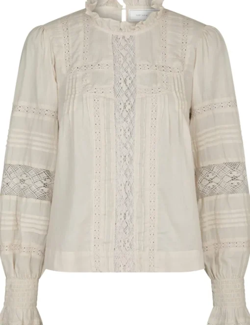 Neo Noir Ebba S Voile Bluse Ivory