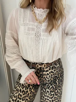 Neo Noir Ebba S Voile Bluse Ivory