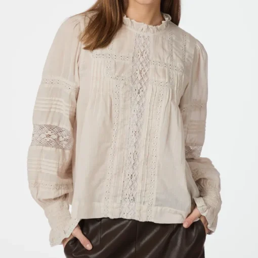 Neo Noir Ebba S Voile Bluse Ivory