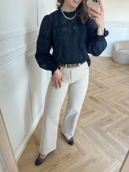 Neo Noir Ebba S Voile Bluse Navy