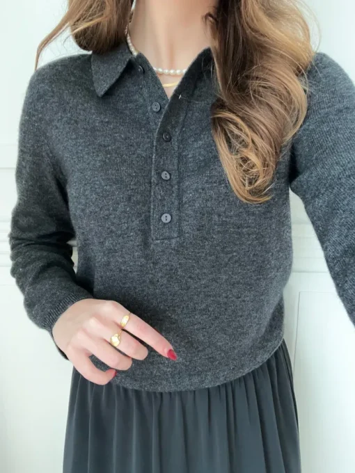 Neo Noir Genea Knit Polo Bluse Antracit