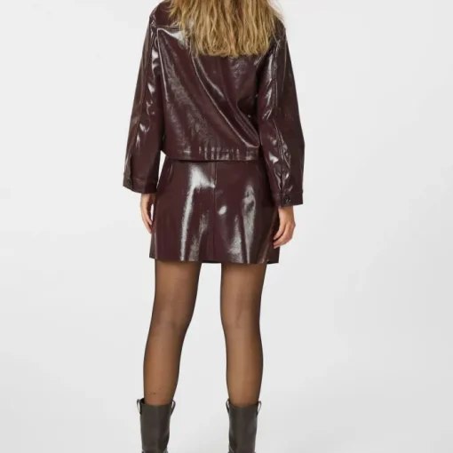 Neo Noir Hemie Patent Nederdel Burgundy