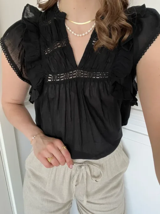 Neo Noir Jayla S Voile Top NOS25 Black