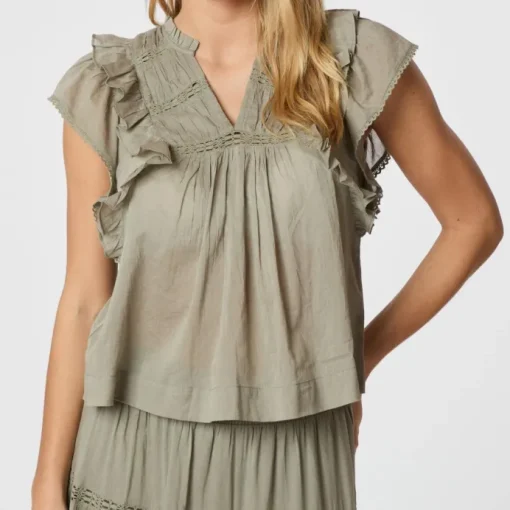 Neo Noir Jayla S Voile Top Smoke Green NOS25