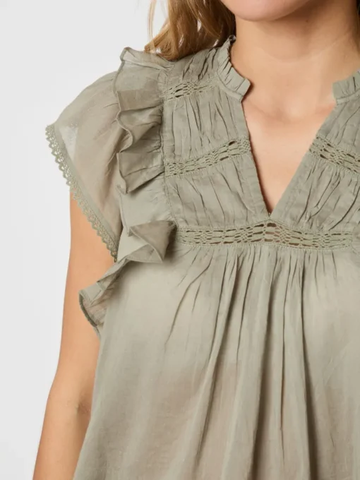 Neo Noir Jayla S Voile Top Smoke Green NOS25