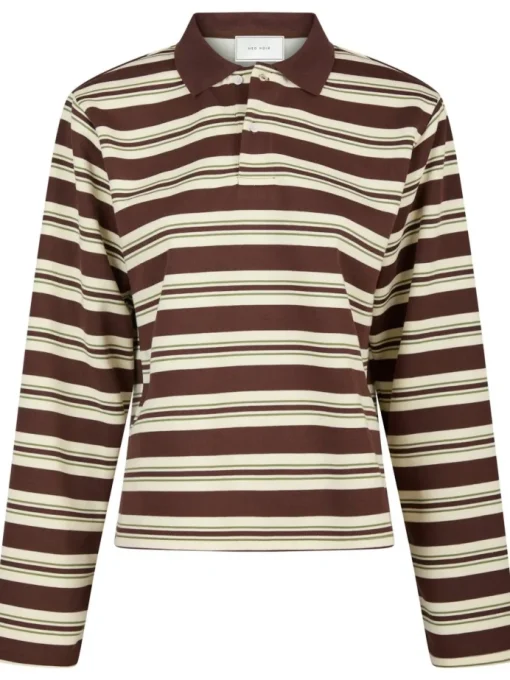 Neo Noir Mala Stripe Polo Bluse Brown