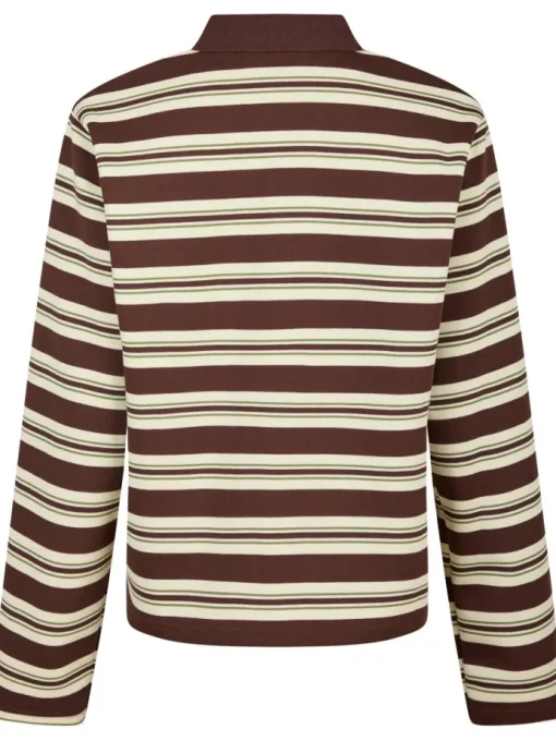 Neo Noir Mala Stripe Polo Bluse Brown