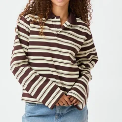 Neo Noir Mala Stripe Polo Bluse Brown