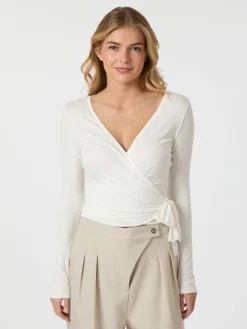 Neo Noir Nia Jersey Wrap Bluse White