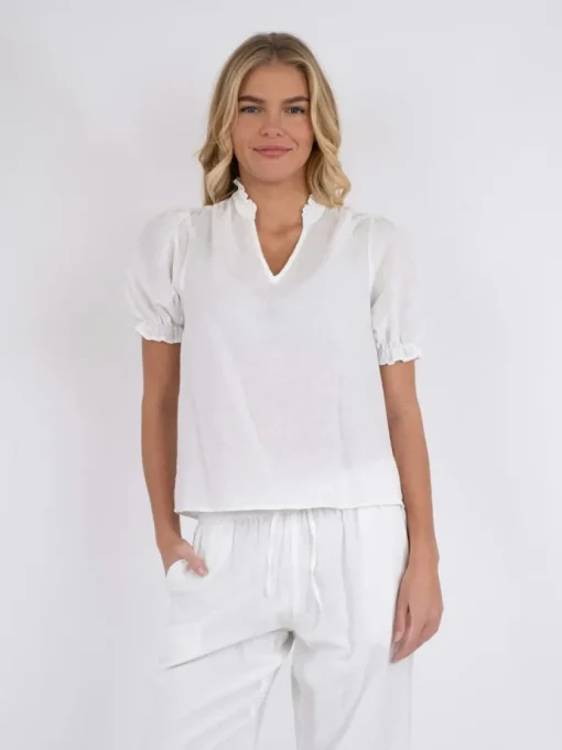 Neo Noir Odesa Linen Bluse NOS25 White