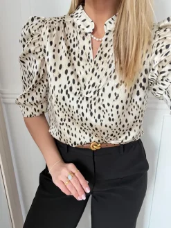 Neo Noir Roella Desert Dot Bluse Ivory