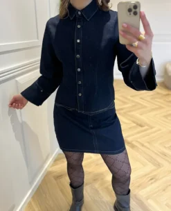 Neo Noir Rosa Denim Skjorte Dark Blue