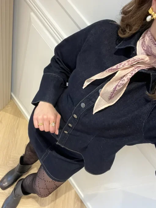 Neo Noir Rosa Denim Skjorte Dark Blue
