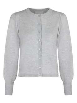 Neo Noir Rose Solid Knit Cardigan Light Grey Melange