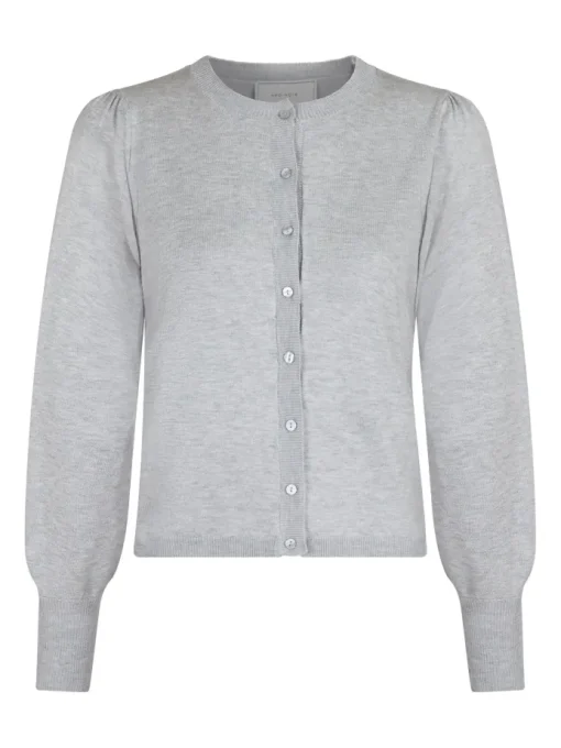 Neo Noir Rose Solid Knit Cardigan Light Grey Melange