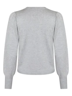 Neo Noir Rose Solid Knit Cardigan Light Grey Melange
