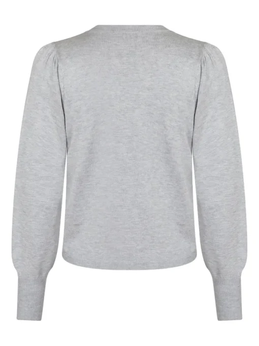Neo Noir Rose Solid Knit Cardigan Light Grey Melange