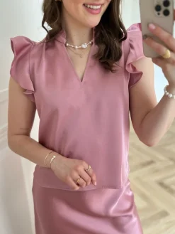 Neo Noir Stella Heavy Sateen Bluse Evening Rose (Forudbestilling lev. april)