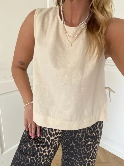 Neo Noir Svetlana Linen Top NOS25 Sand