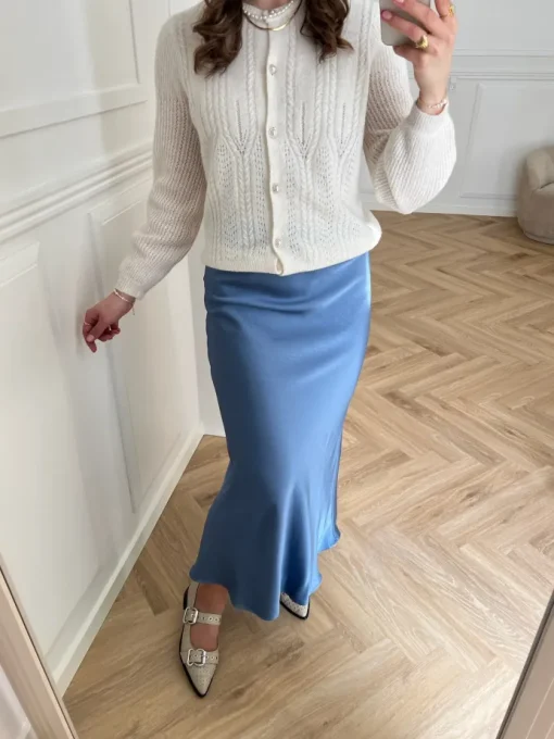 Neo Noir Vicky Heavy Sateen Nederdel Smoke Blue NOS25