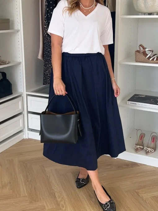 Neo Noir Yara Poplin Nederdel Navy