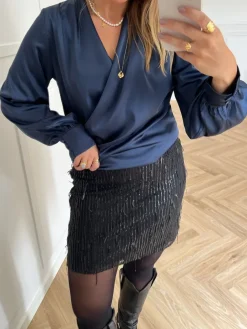 Neo Noir Zeleste Satin Bluse Navy