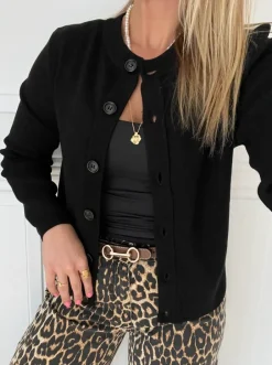 Object Ester LS Knit Cardigan Black NOS25