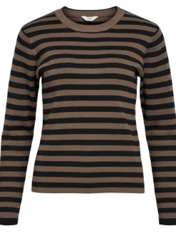 Object Ester LS Knit Pullover Morel/Black NOS25