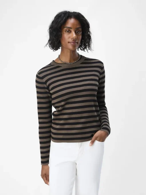 Object Ester LS Knit Pullover Morel/Black NOS25