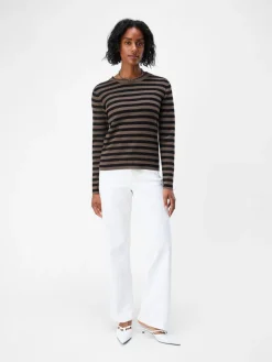 Object Ester LS Knit Pullover Morel/Black NOS25