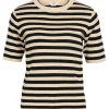 Object Ester SS New Knit Bluse Sandshell/Black NOS25