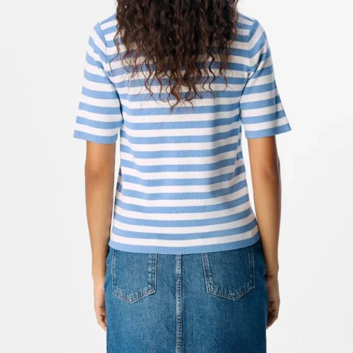 Object Ester SS New Knit Bluse Cornflower Blue/Cloud Dancer NOS25