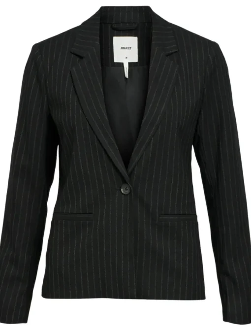 Object Lisa LS Button Blazer Black/Grey NOA24